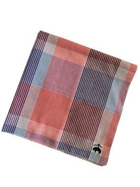 Brooks Brothers Golden Fleece Plaid Pocket Square 18.5” Square 100% Cotton